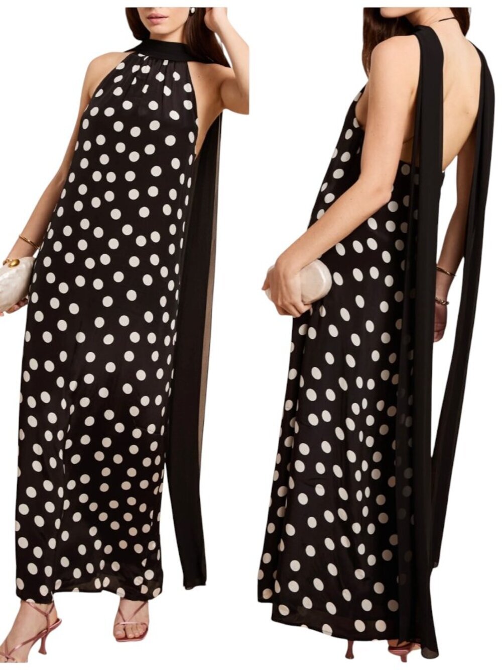 OPT One Pretty Time Alessia Polka Dot Halter Maxi Dress NWT M